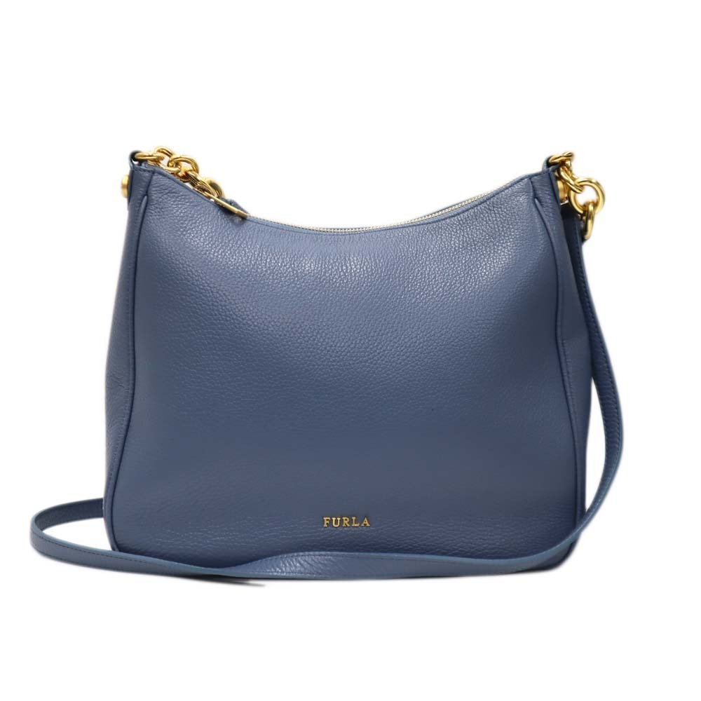 Furla Cometa Hobo Leather Bag Blue